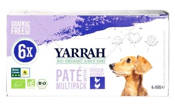 Multipack hond paté met kip en kalkoen van Yarrah, 4 x 900 g